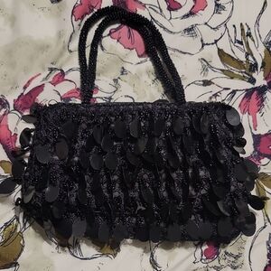 Elegant Black Beaded Women's Bag